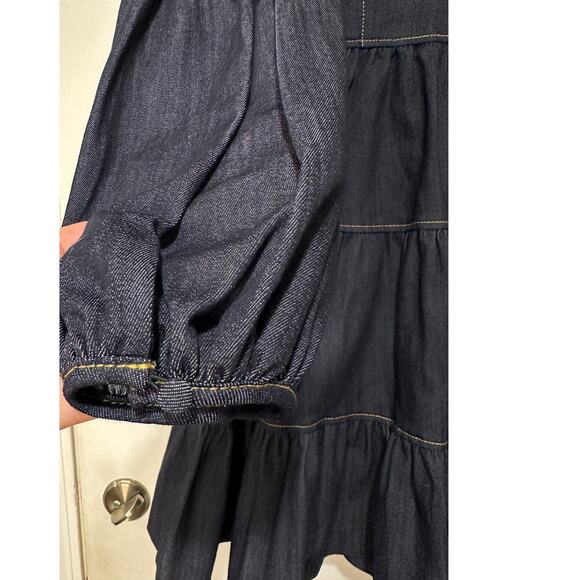 Cinq à Sept Rose Long Sleeve Stretch Denim Dress Indigo Size Small NWOT Romantic - Picture 14 of 16